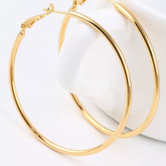 18k Gold Plated Hoop Earrings - SALE! - Picture 2 of 4